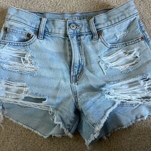American Eagle Light Blue Distressed Denim Shorts, size 2